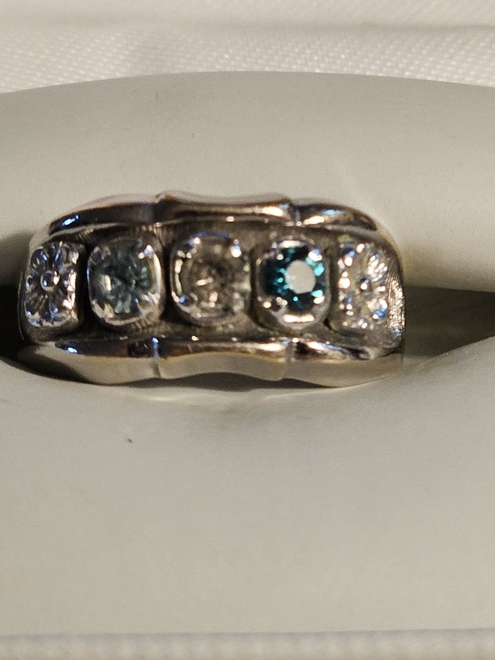 Sterling Silver Multi-Stone Band Ring with Blue and Clear Stones